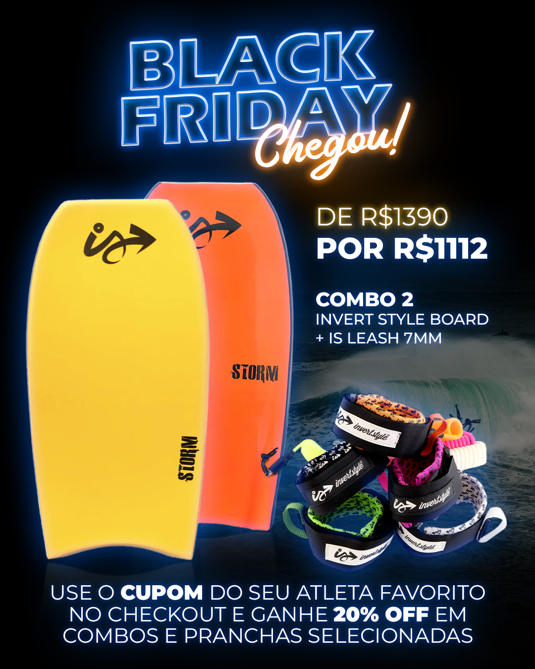 COMBO 02 Invert Style Board + Leash 7mm