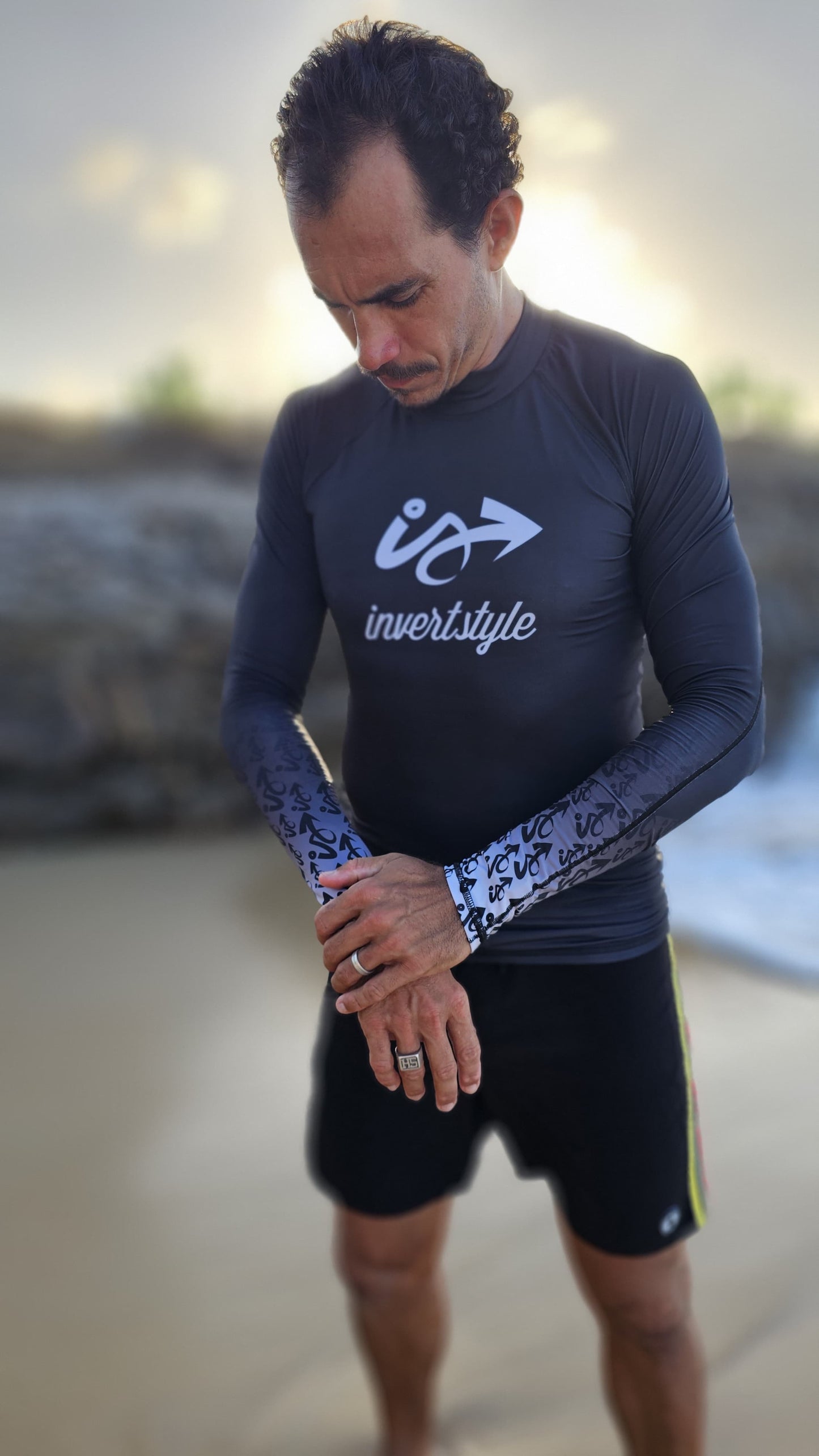 Lycra Invert Style Brazil Manga Longa Preta Branco