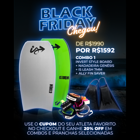 COMBO 01 Invert Style Board + Nadadeira Genêsis + IS Leash 7mm + Ally Fin Saver