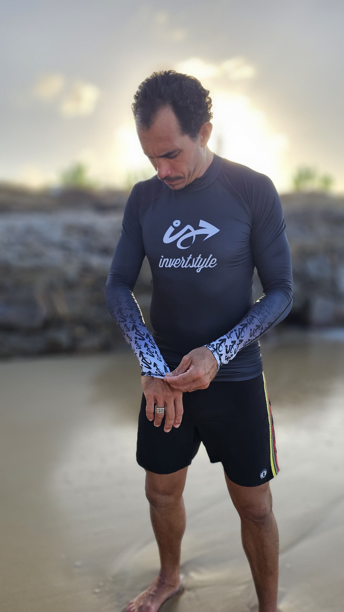 Lycra Invert Style Brazil Manga Longa Preta Branco