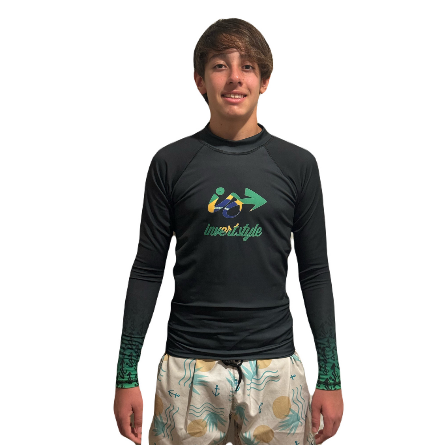 Lycra Invert Style Brazil Manga Longa Preta Verde