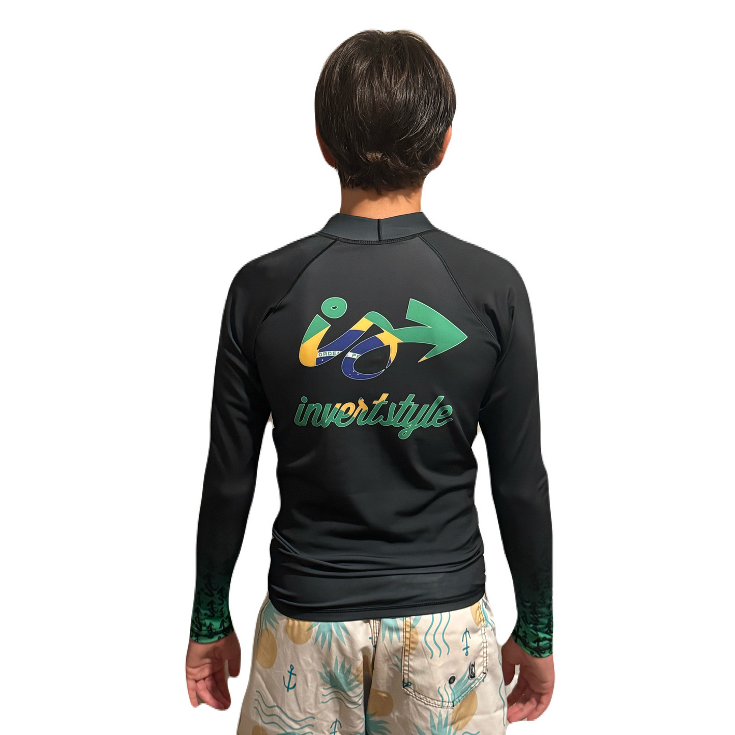 Lycra Invert Style Brazil Manga Longa Preta Verde